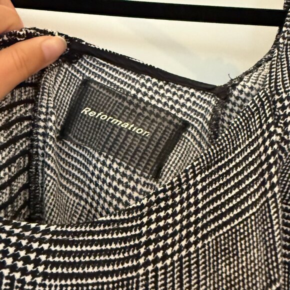 Reformation black white houndstooth Julien mini dress - Picture 5 of 6
